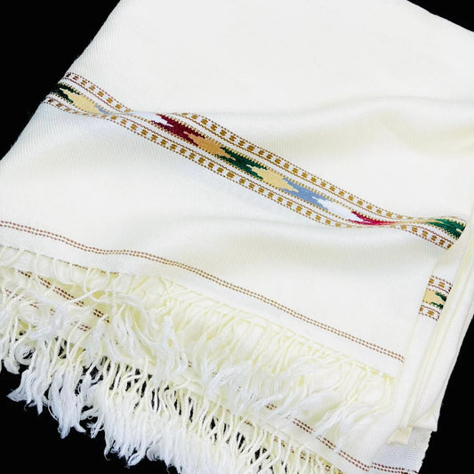 Swati Woolen Shawl Count (52) Color Off-White