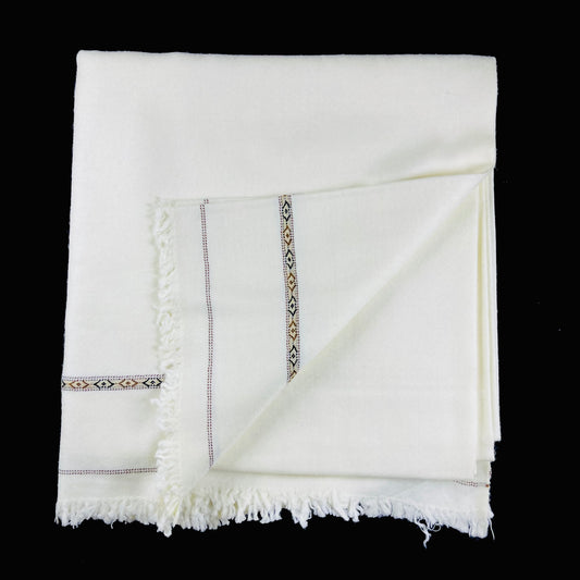 Handmade Pashmina Wool Shawl (White)