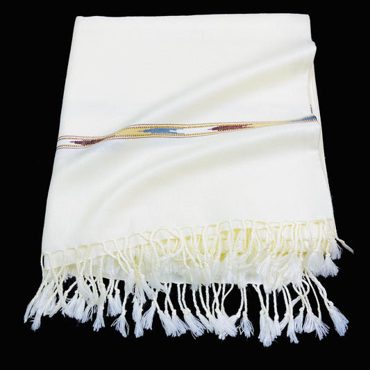 Handmade Fine 72 Wool Shawl (white)